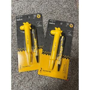 LOT OF 2 YOOBI 2-PACK OF PEANUTS BALLPOINT PENS BLACK INK NEW